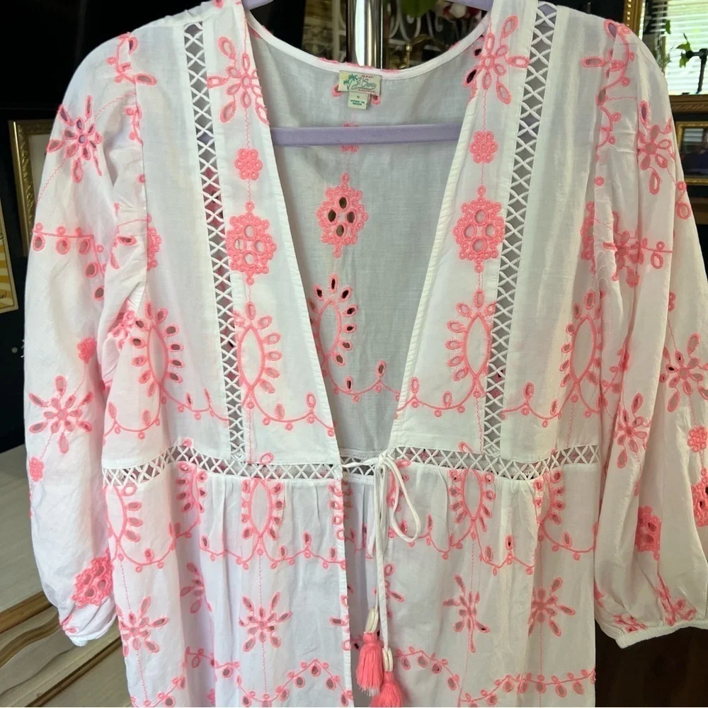 J. Crew Cotton Embroidered Balloon Sleeve Cover-up Dress Small
